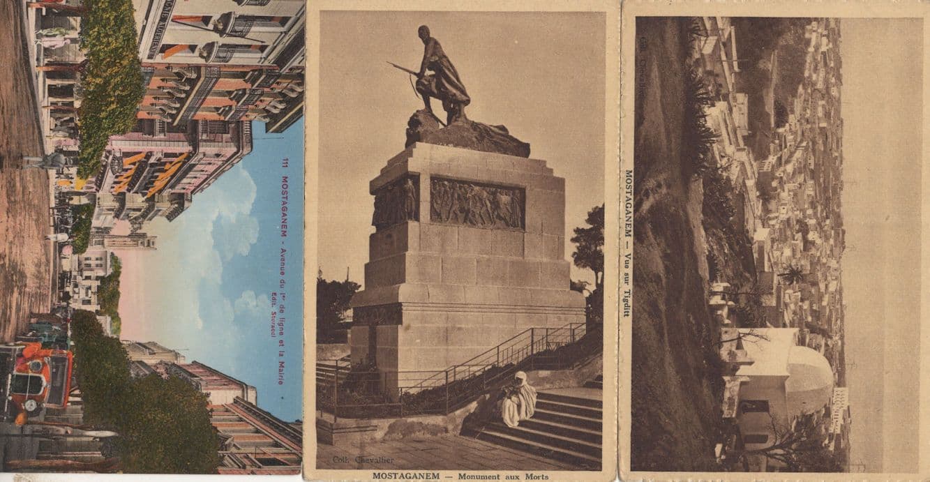 Mostaganem Military Statue Monument Gun Rifle 2x Old Postcard
