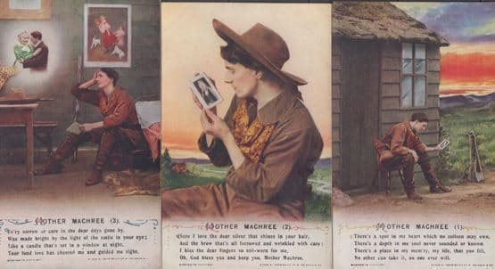 Mother Machree 3x Antique Songcard Postcard s