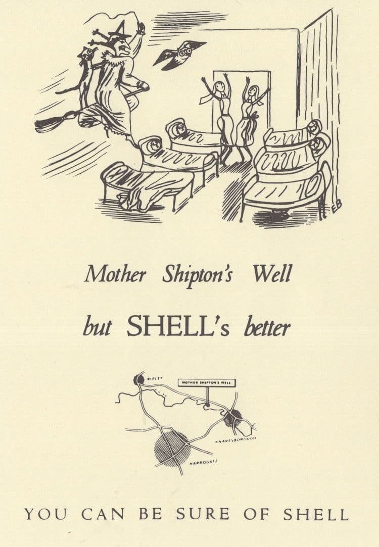 Mother Shiptons Well Shell Petrol Yorkshire Map Rare Postcard