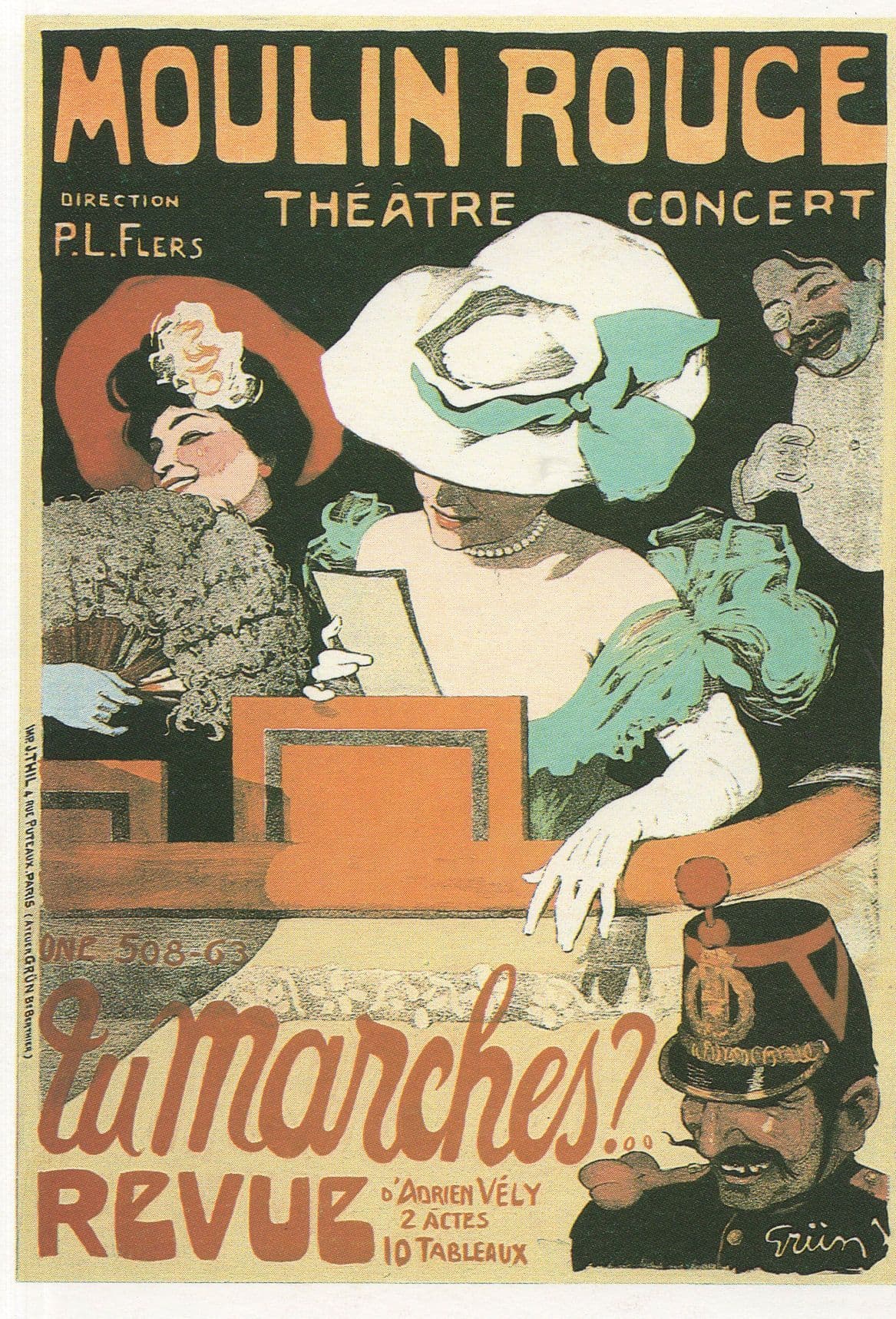 Moulin Rouge Theatre Concert French Poster Advertising Postcard