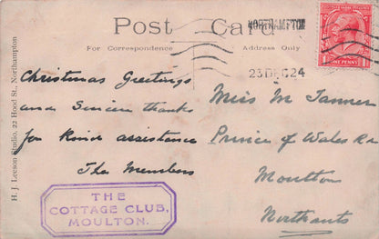 Moulton Cottage Billiards Snooker Club Northampton Antique Postcard