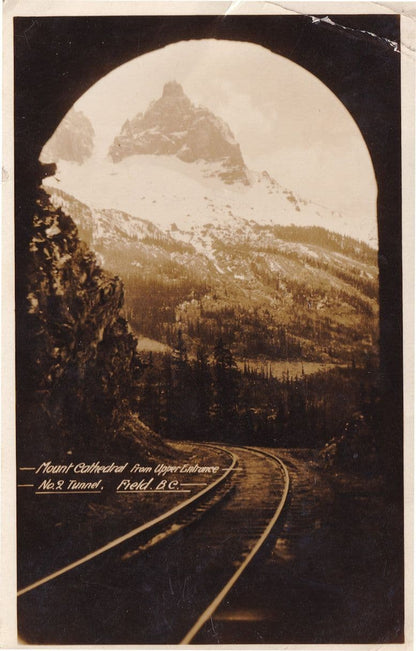 Mount Cathedral From Upper Entrance BC Canada Rail Tunnel RPC Postcard