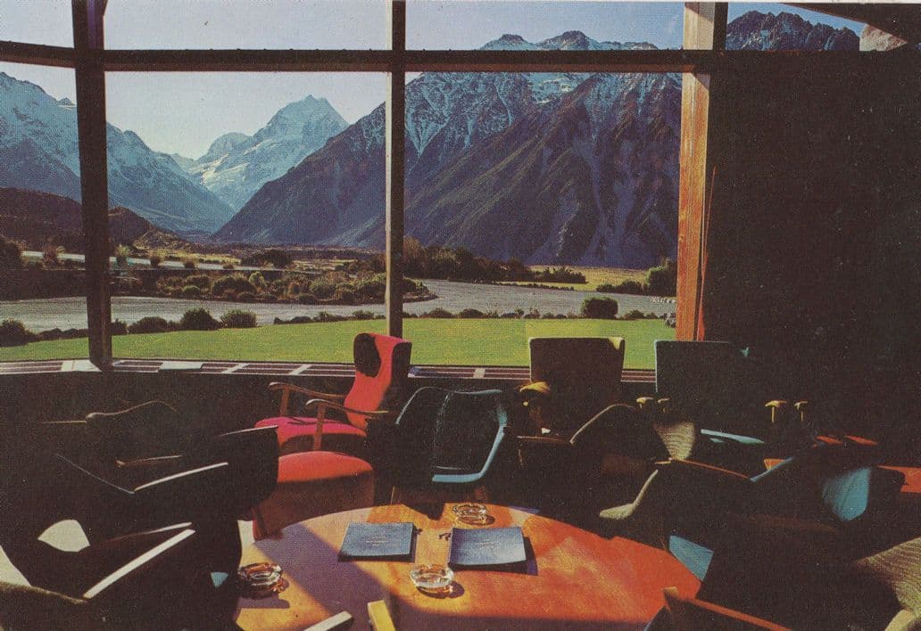 Mount Cook from Hermitage Lounge New Zealand Postcard