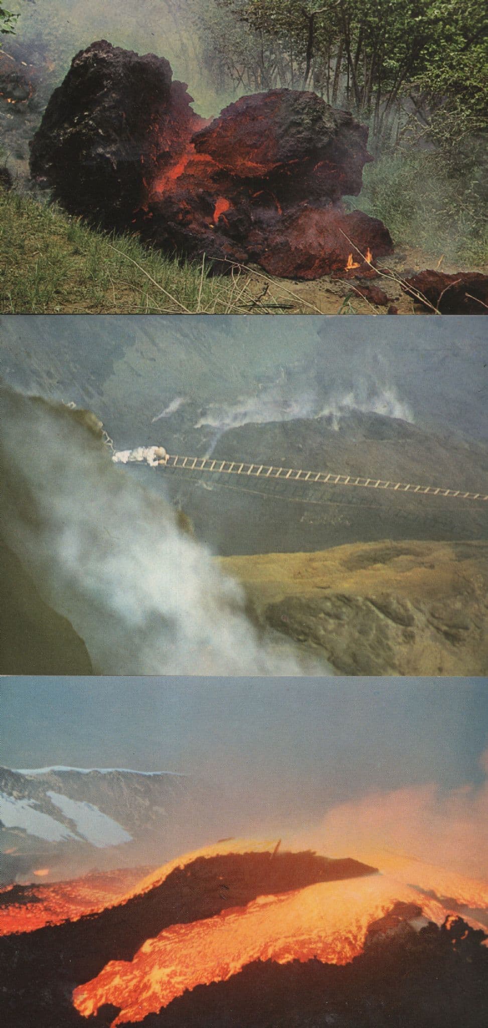 Mount Etna Volcano Lava By Night 3x Spain Postcard s