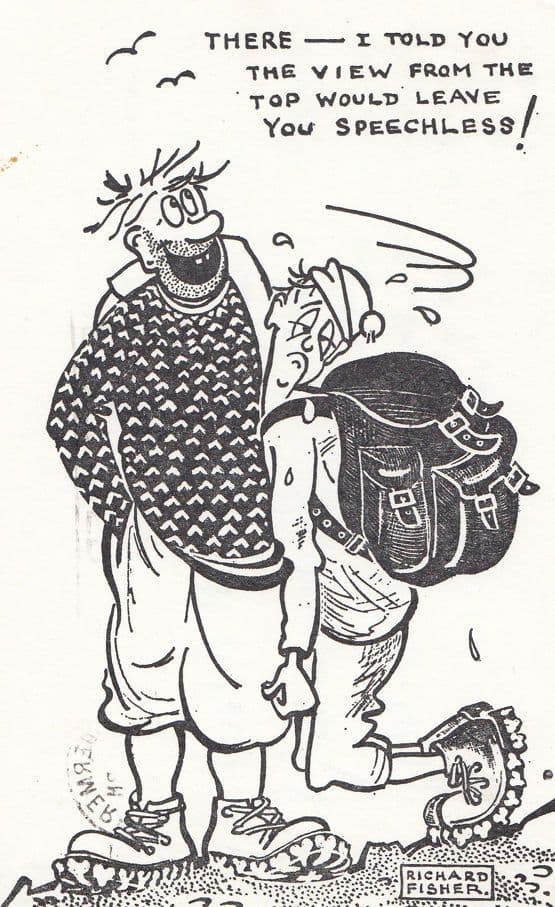 Mountain Rock Climbing Richard Fisher Mountaineering Comic Humour Postcard 1