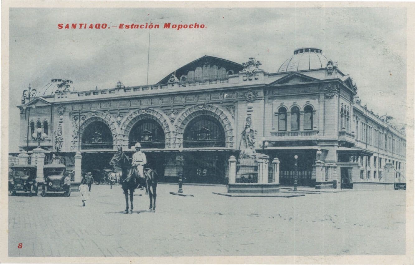 Mounted Police at Santiago Estacion Mapocho Chile Old Postcard