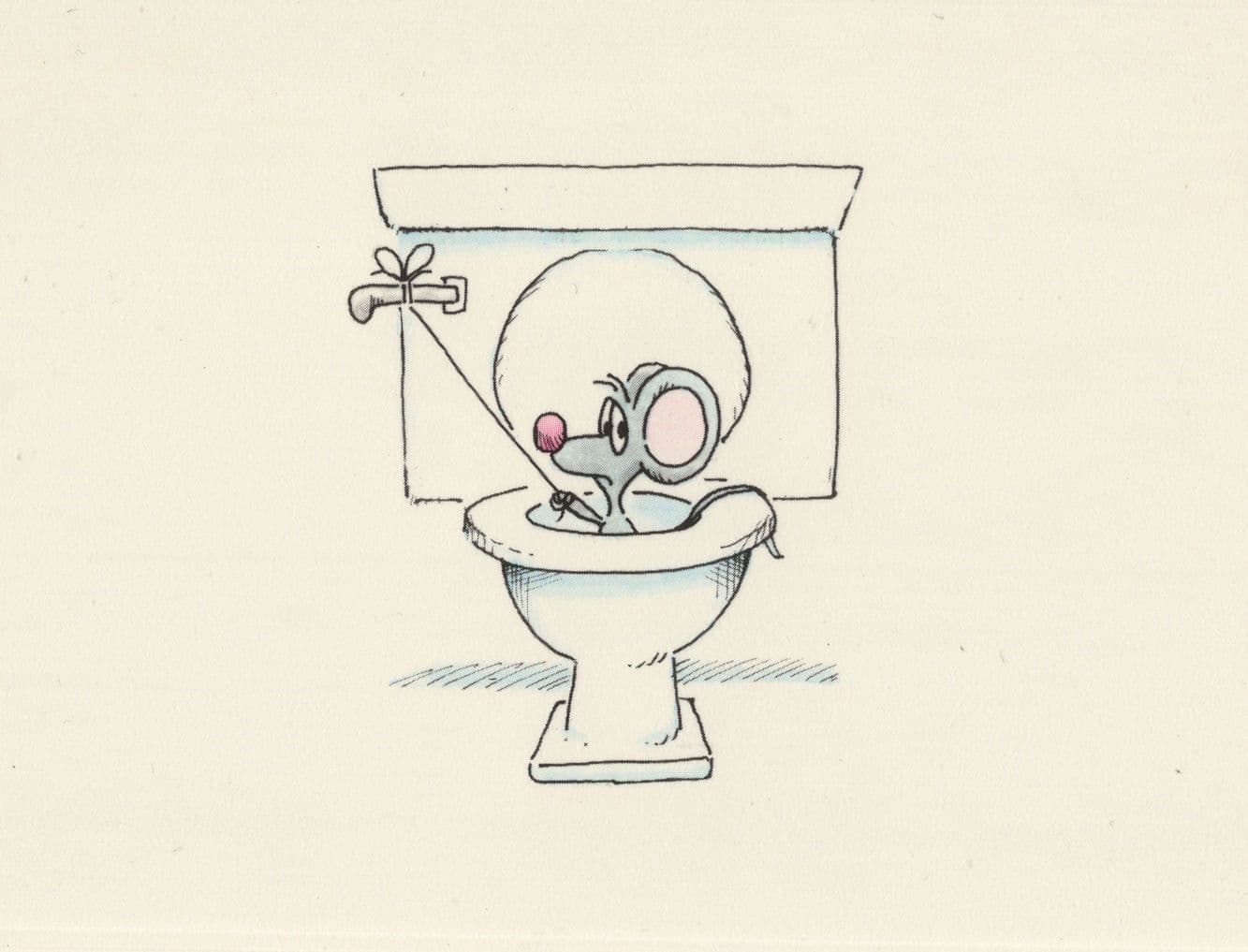 Mouse In Toilet Having a Poo Animal Comic Humour Postcard