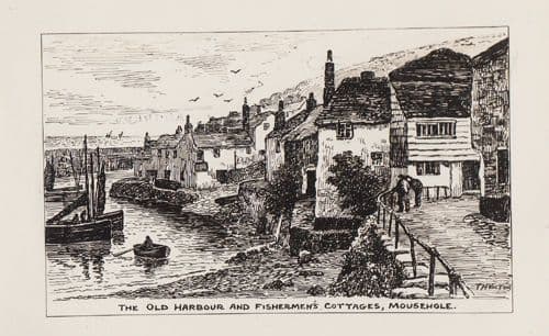 Mousehole Fishermens Cottages Harbour Artist Cartoon Vintage Cornwall Postcard