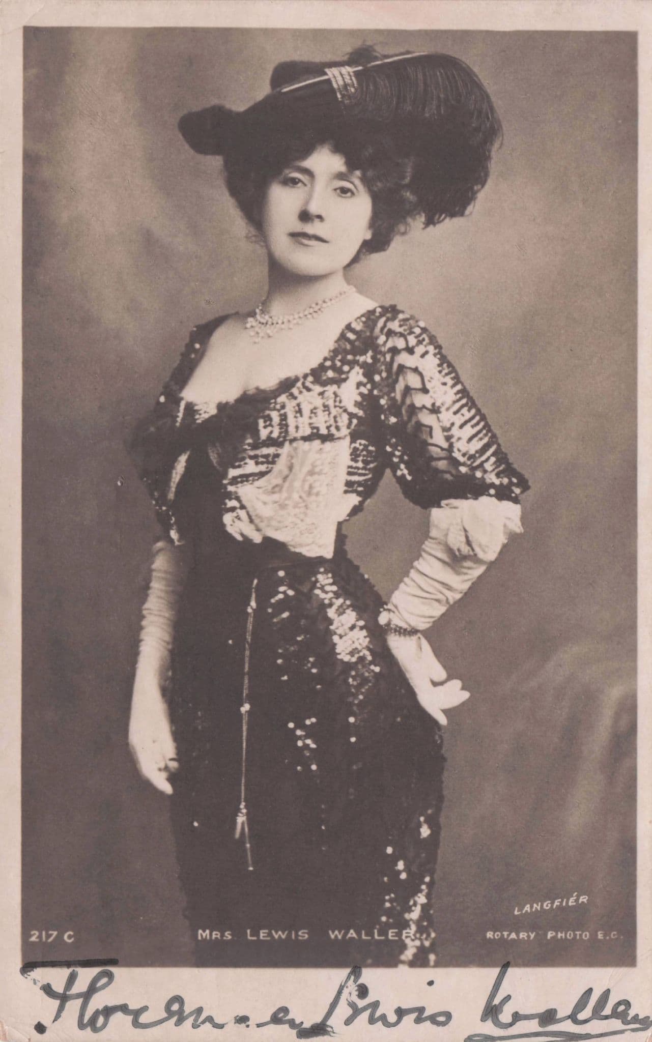 Mrs Florence of Lewis Waller Actress Hand Signed Rotary Photo Postcard
