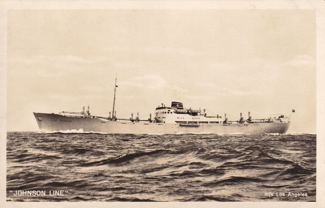 MS Los Angeles Johnson Line Ferry Ship Real Photo Old Postcard