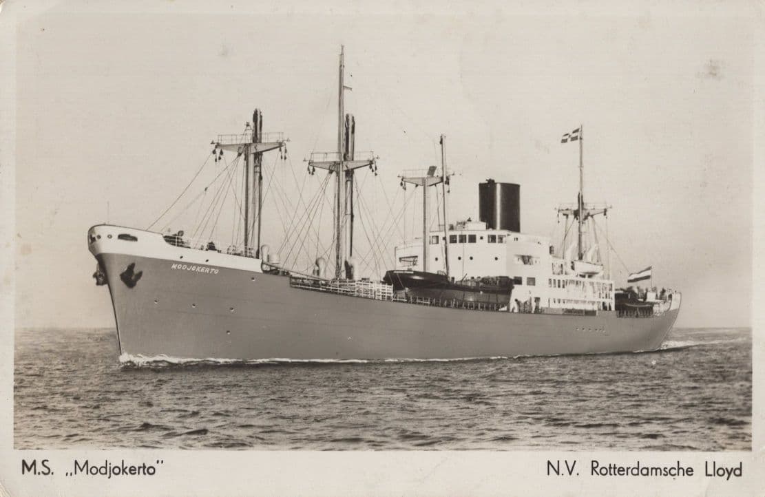MS Modjokerto Rotterdam Lloyd Dutch Ship Real Photo Postcard