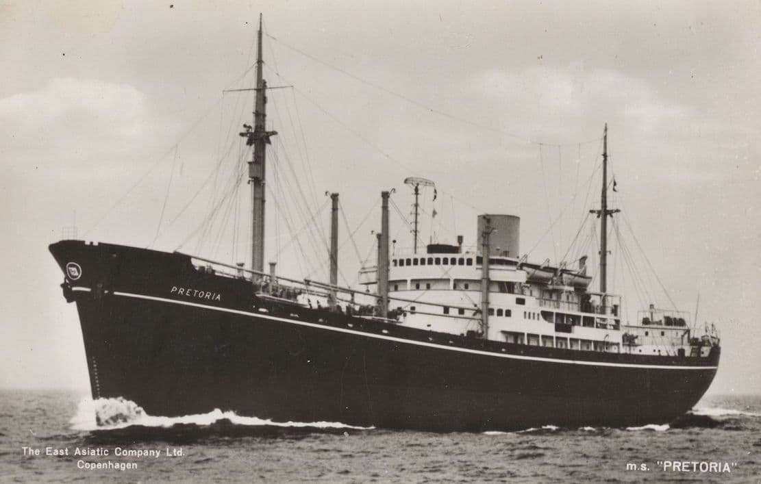MS Pretoria Rare East Asiatic Company Denmark RPC Postcard