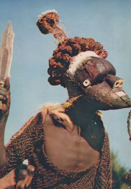 Mukishis African Mask Tribe Weapon Fierce Postcard