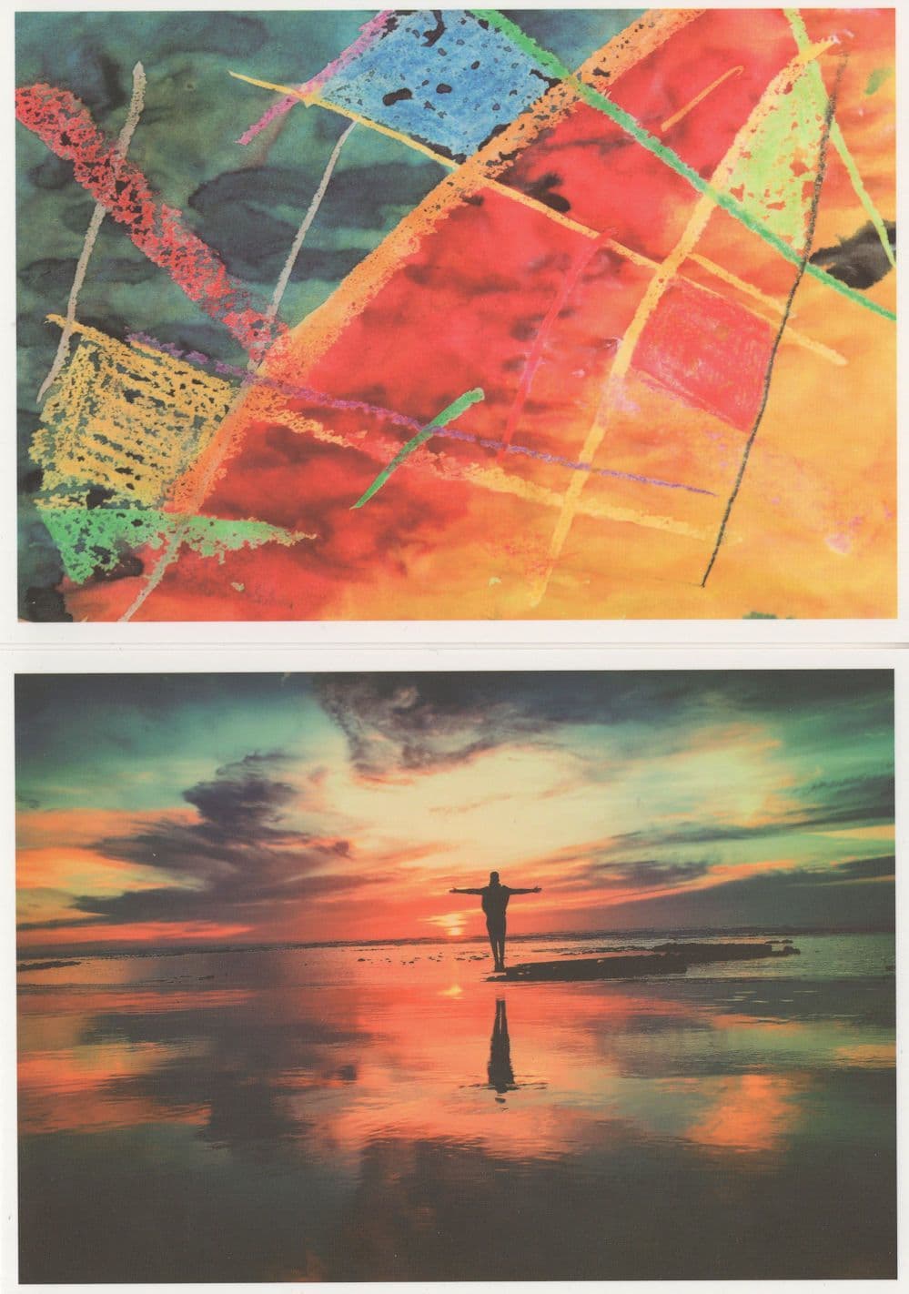 Multicoloured Night Sky Sailing Ship Mast 2x German Art Postcard s