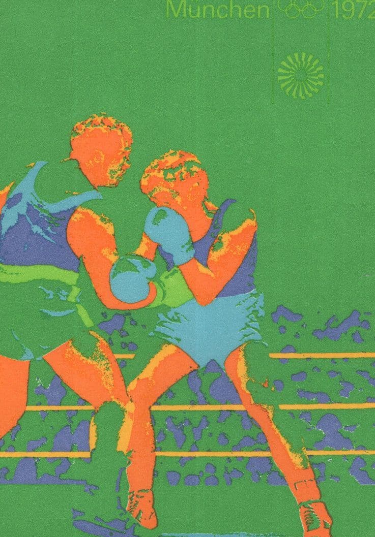 Munchen 1972 German Boxing Olympic Games Poster Postcard