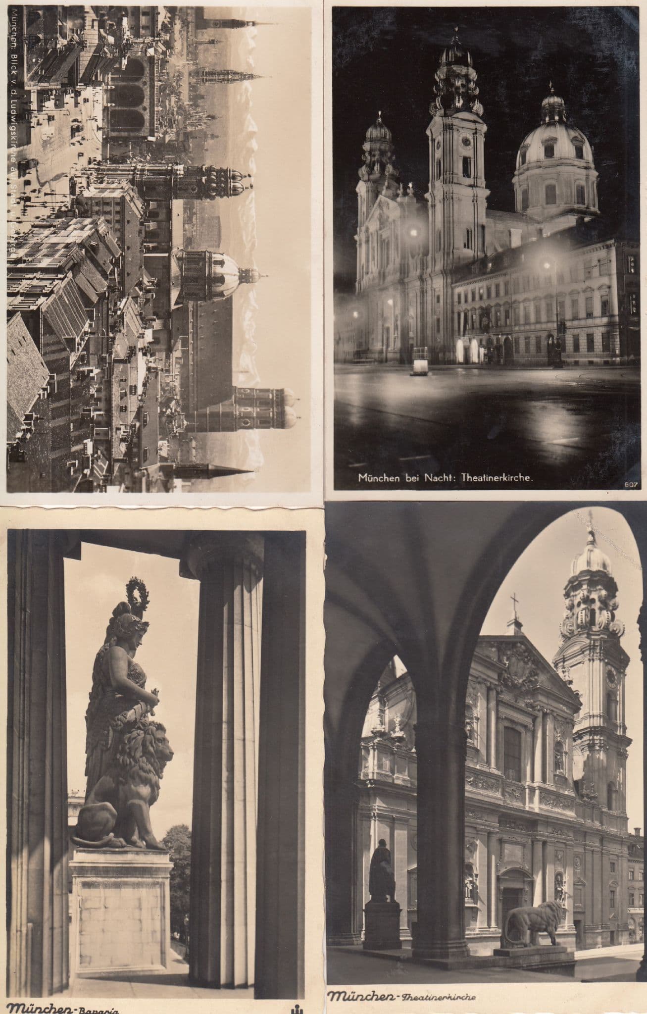 Munchen Bavaria At Night Aerial Theatinekirche 4x Postcard s