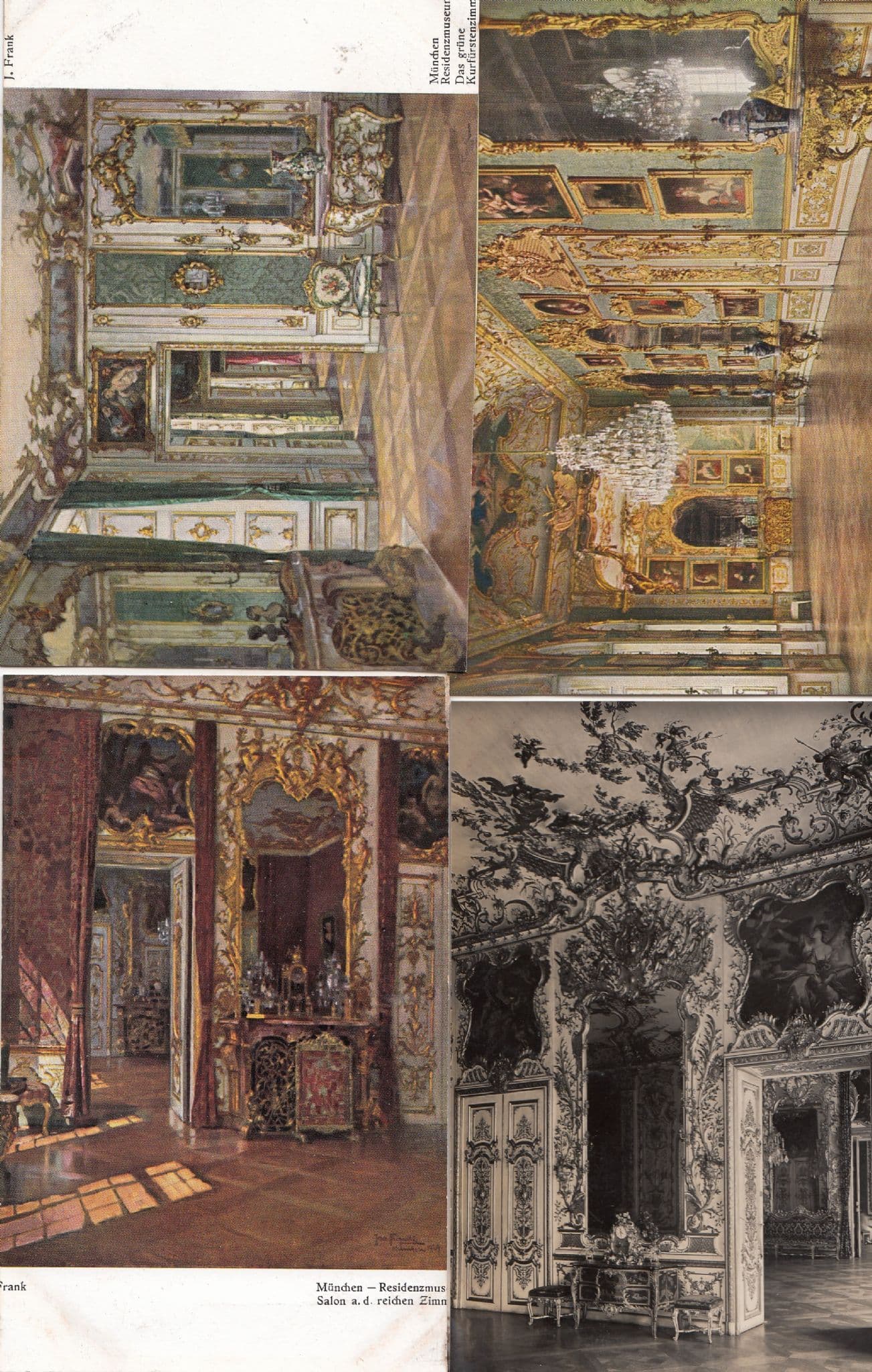 Munchen Residenzmuseum Das Grune Kurfurstenzimmer 4x German Old Postcard s
