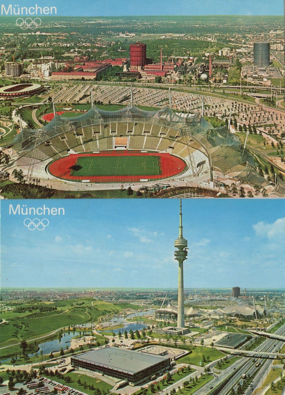 Munchen Stadium Olympic Games 2x Stunning Aerial Postcard s