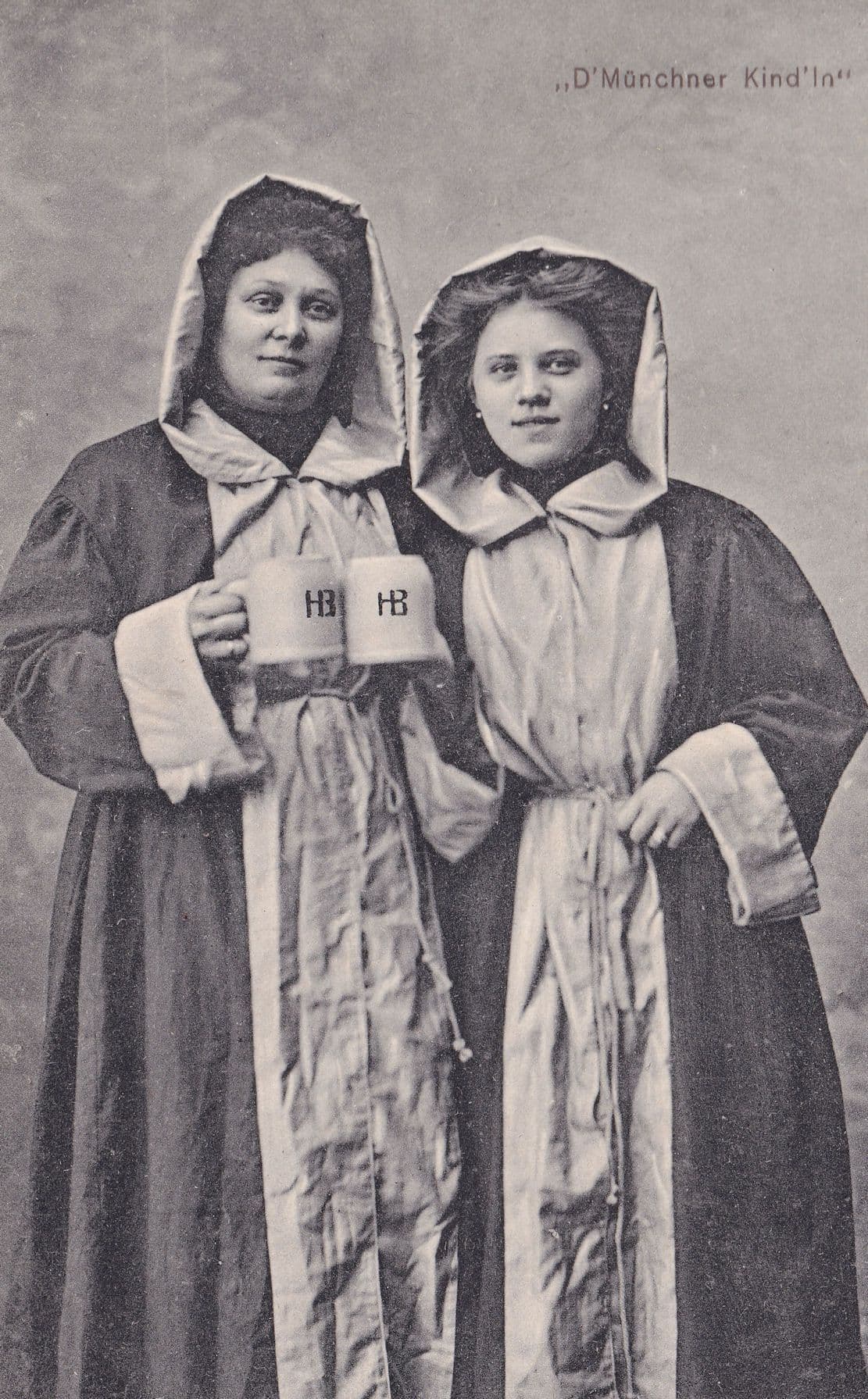 Munich German Costume Ladies With Tankards Old Postcard