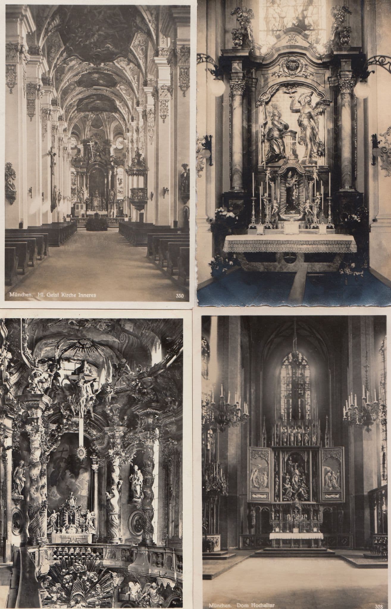 Munich Munchen Neponmukkirche Geist Kirche Dom Hochaltar 4x Real Photo Postcard s