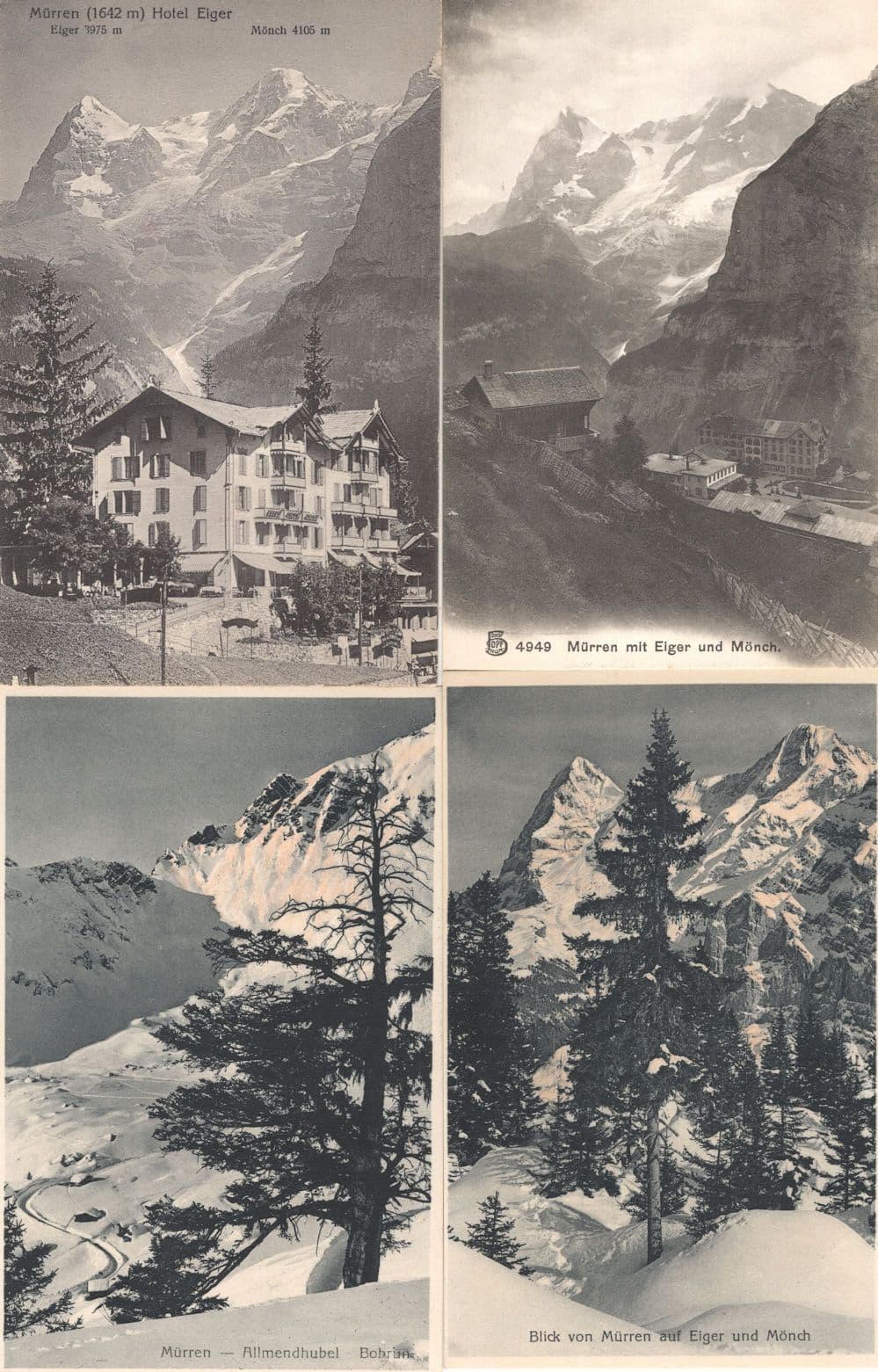 Murren Allmendhubel Eiger Und Munch Hotel Switzerland 4x Mint Postcard s