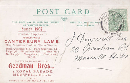 Muswell Hill Butchers Canterbury Lamb Old London Advertising Postcard
