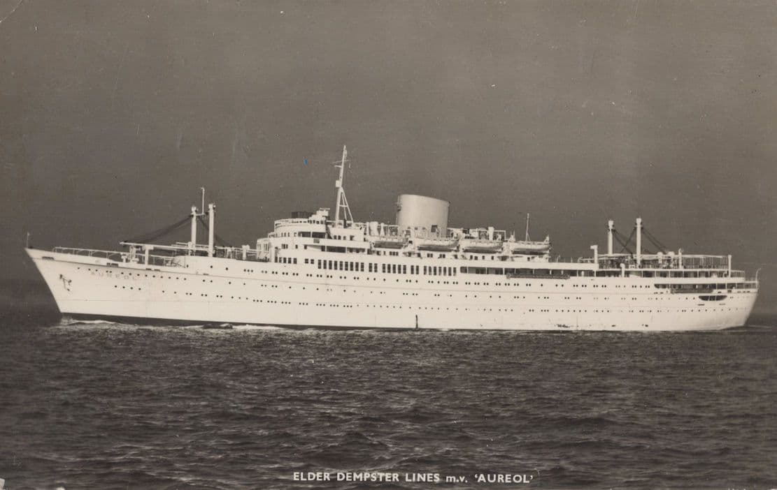 MV Aureol Elder Dempster Lines Rare Ship Real Photo Postcard