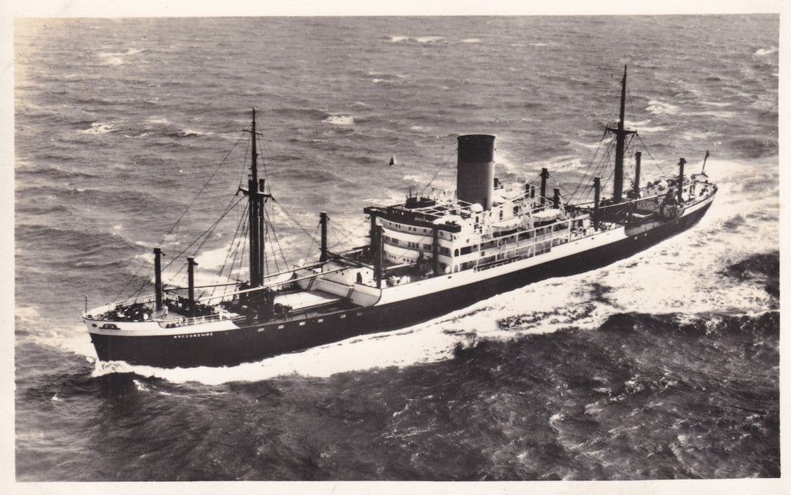 MV Breconshire Glen Line Ship Vintage Real Plain Back Postcard Photo