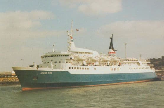 MV Celtic Pride II Ionian Sun Strintzis Lines Swansea Cork Ferry Postcard