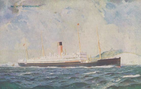 MV Cheshire Antique Bibby Line Advertising Ship Liner Postcard