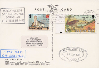 MV Manx Viking Line Ship 1981 Douglas Posted On Board Postcard