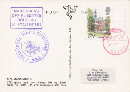 MV Manx Viking Princesse Marie Christine Ship Posted On Board Postcard