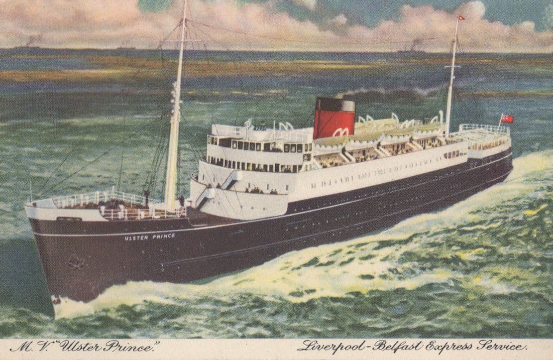 MV Ulster Prince Belfast Steamship Company Ship Old Postcard
