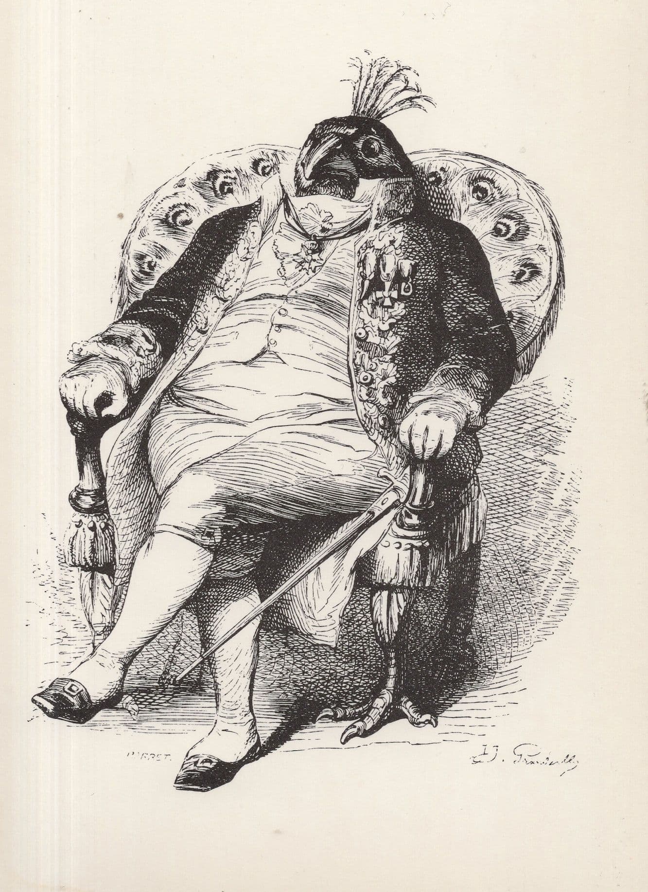 My Master Grandville Victorian French Art Illustrator Painting Postcard