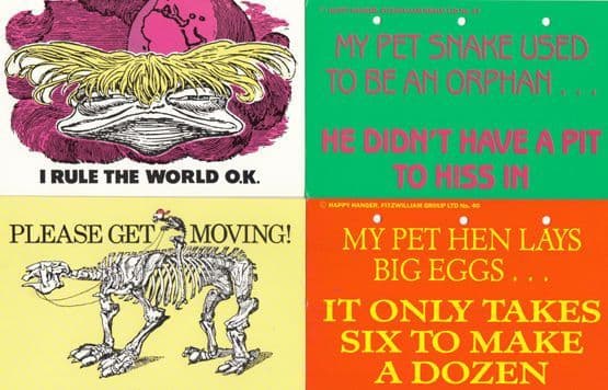 My Pet Snake Hen Dinosaur Skeleton 4x Comic Humour Postcard s