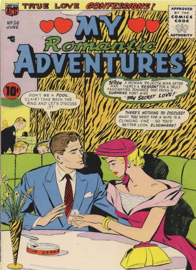 My Romantic Adventures Love Wedding Ring 1950s Comic Book Postcard
