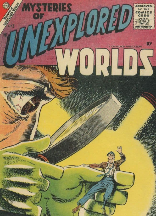 Mysteries Of Unexplored Worlds 1950s Giant & Magnifying Glass Comic Postcard