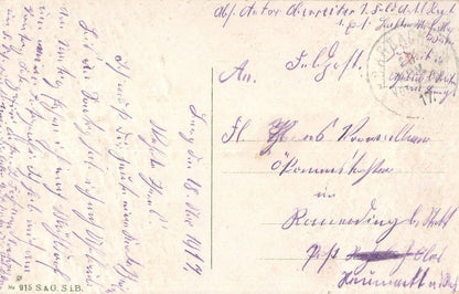 Nach Der Heimat Windmill German Real Glitter Sent By WW1 Soldier Postcard