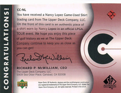 Nancy Lopez Course Classics 2003 Authentic Worn PGA Tour Golf Shirt Card