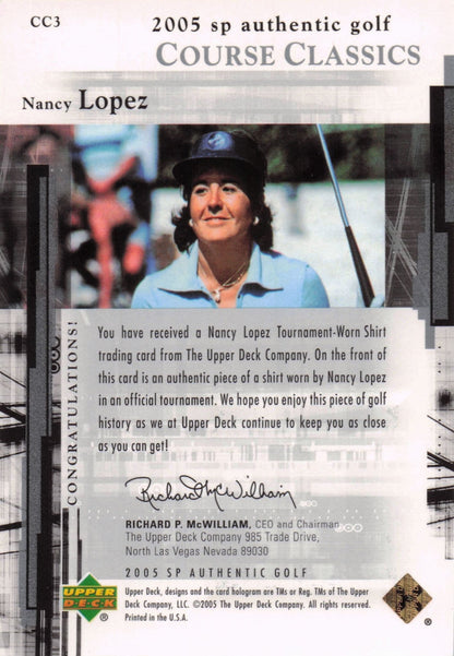 Nancy Lopez Course Classics 2005 Golf SP Upper Deck Worn Shirt Card