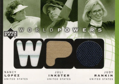 Nancy Lopez Juli Inkster Judy Rankin Triple World Powers Worn Golf Shirt Card
