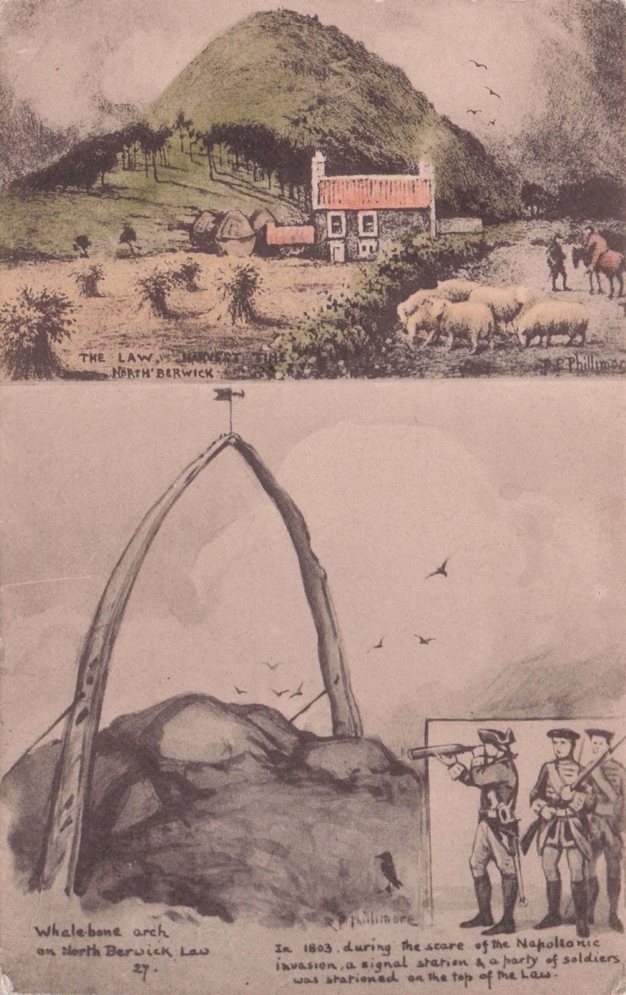 Napoleon 1803 Battle Whalebone Arch Berwick Antique Rare Postcard