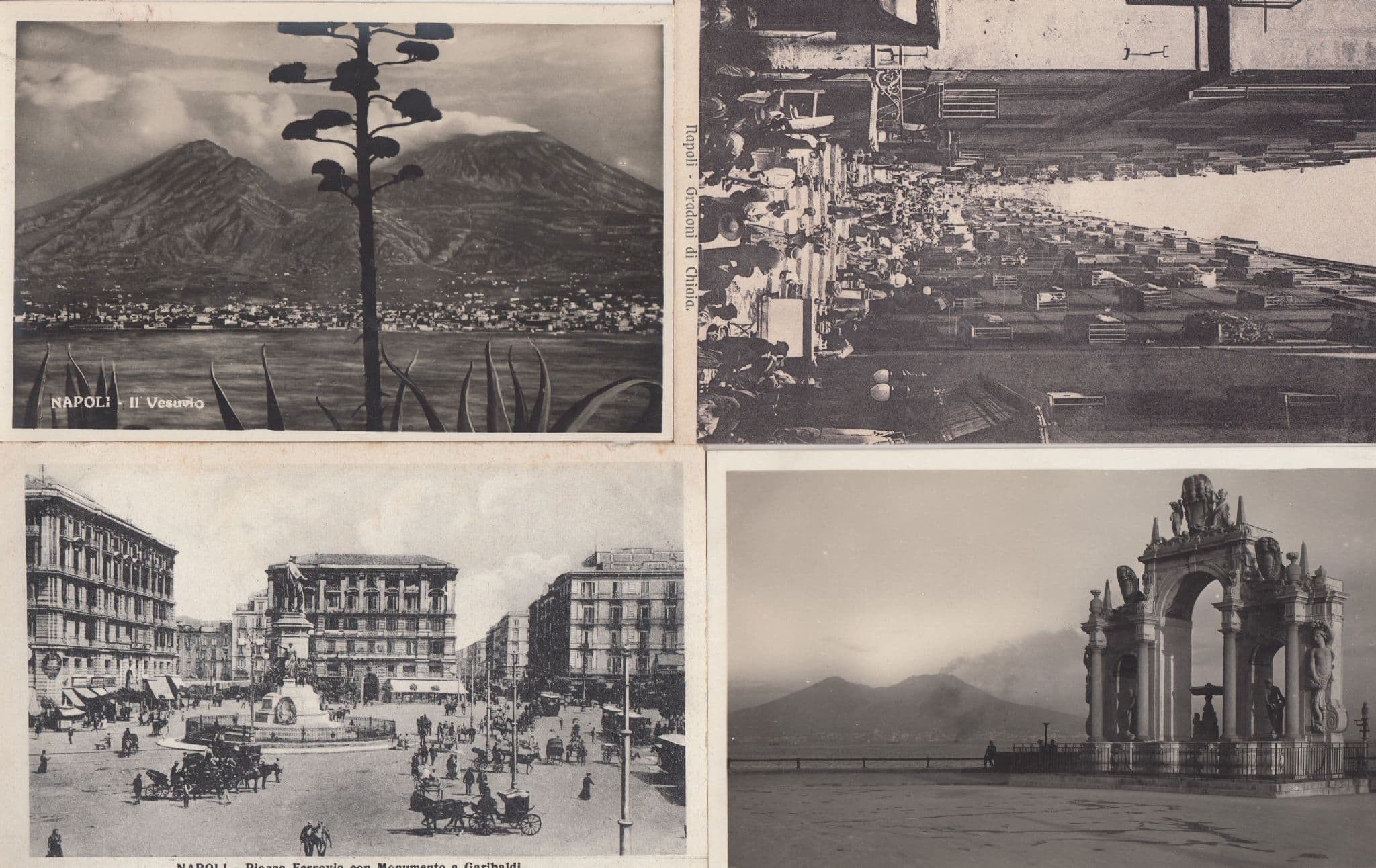 Napoli Piazza Ferroria Il Vesuvio Antica Fontana Di S Lucia 4x Postcard s