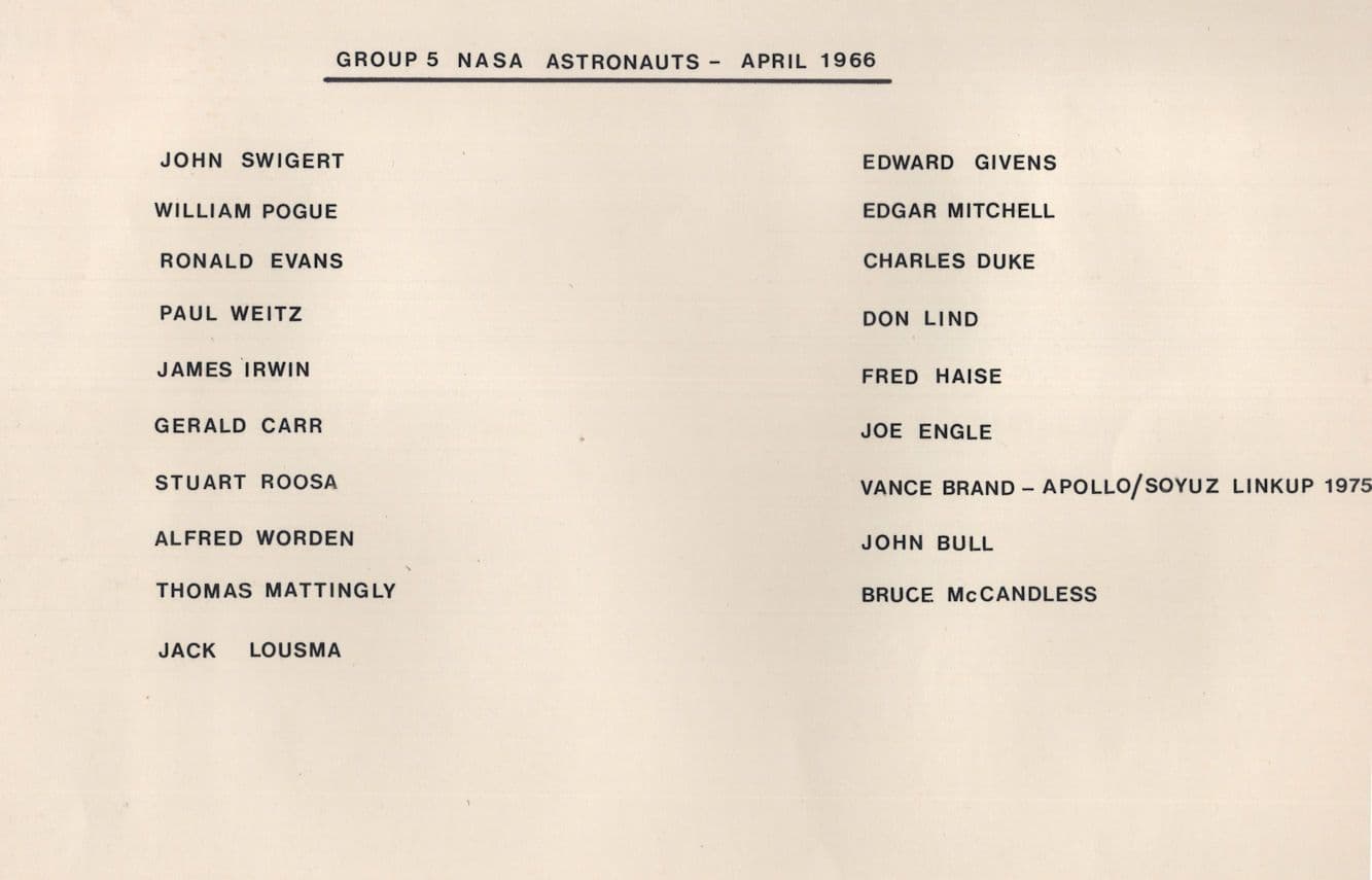 NASA 1966 Astronaut Group 5 Official 10x8 Printed Signed Photo & More