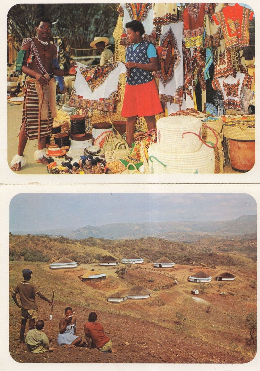 Natal African Life Markets 2x South Africa Postcard s