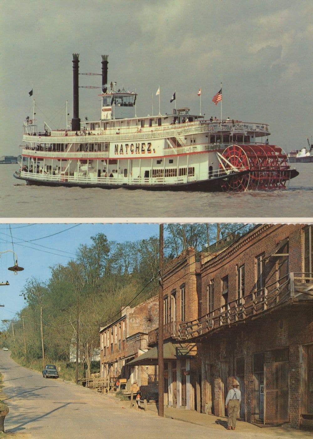 Natchez Steamboat Ship Hideout 2x Mississippi USA Postcard