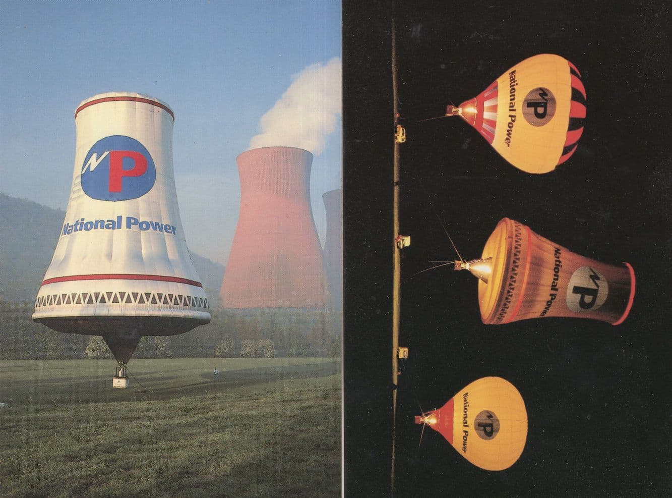 National Power Old Lampshade Hot Air Balloon Bell 2x Postcard s