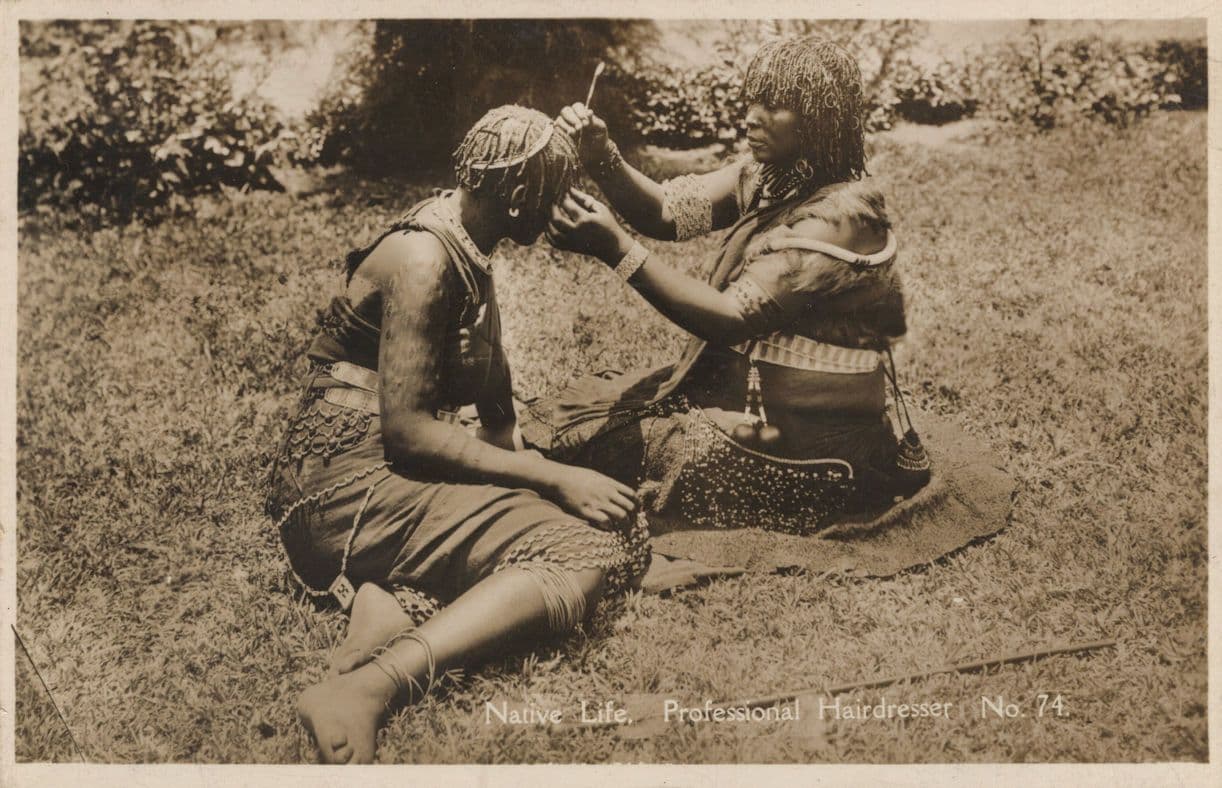 Native Life Professional African Barber Hairdresser Real Photo Ethnic Postcard