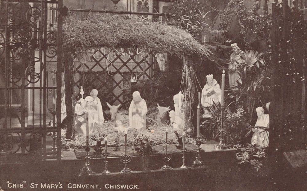 Nativity Christmas Crib St Marys Convent Chiswick London Old Postcard