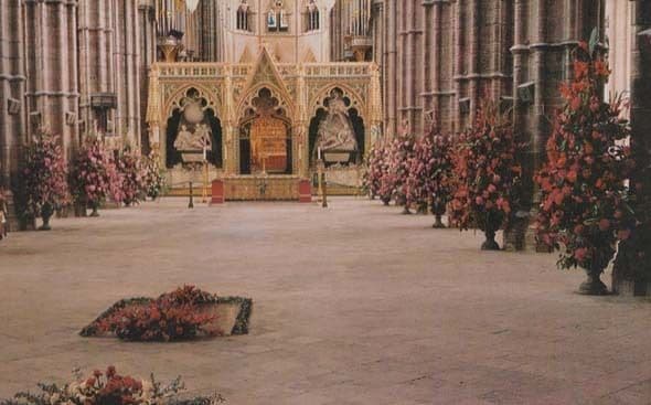 Nave Decorated With Flowers Blossom Westminster Abbey London Postcard